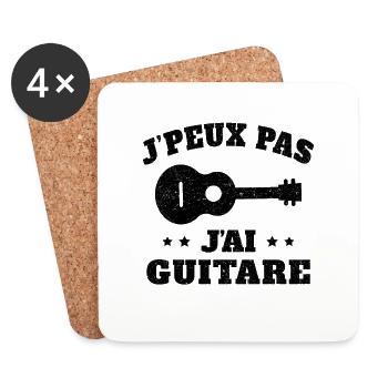 Je Peux Pas J'ai Guitare Cadeau Guitariste - Dessous de verre (lot de 4) - blanc - Devant
