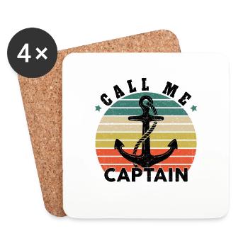 Appelez-moi Capitaine Bateau Voilier Mer Cadeau - Dessous de verre (lot de 4) - blanc - Devant