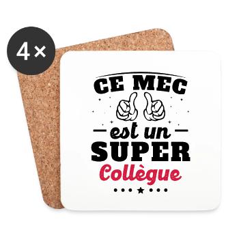 ce mec est un super collègue - Dessous de verre (lot de 4) - blanc - Devant