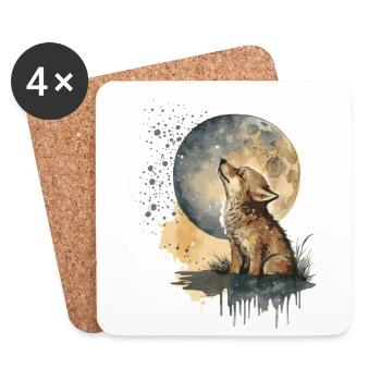 Cub Scout howling at the moon - Coasters (set of 4) - white - Front