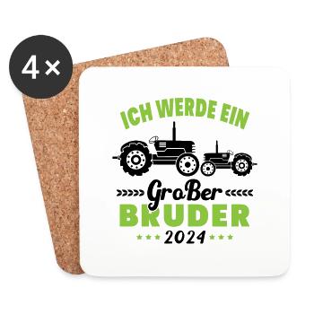 Ich werde 2024 Großer Bruder sein Traktor - Dessous de verre (lot de 4) - blanc - Devant
