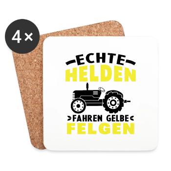 Landwirt Echte Helden fahren gelbe Felgen - Untersetzer (4er-Set) - Weiß - Vorne