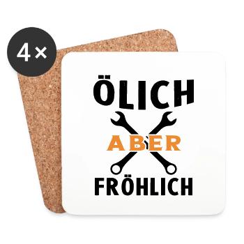 Ölich Aber Fröhlich Auto Mechaniker KFZ - Untersetzer (4er-Set) - Weiß - Vorne