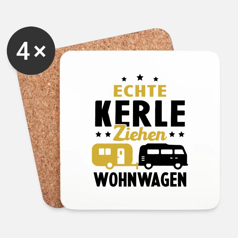 echte kerle ziehen wohnwagen - Untersetzer (4er-Set) - Weiß