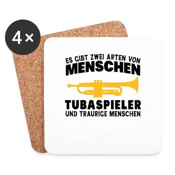 Tuba Zwei Arten von Menschen Tubaspieler Tubist - Untersetzer (4er-Set) - Weiß - Vorne