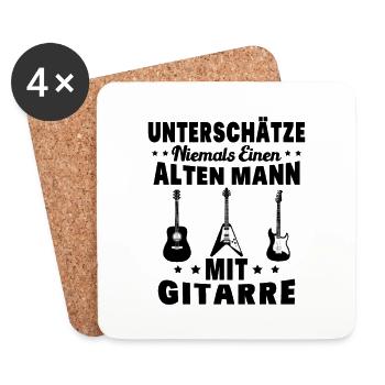 Unterschätze Alten Mann Gitarre - Untersetzer (4er-Set) - Weiß - Vorne