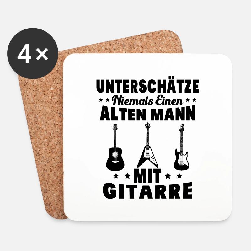 Unterschätze Alten Mann Gitarre - Untersetzer (4er-Set) - Weiß
