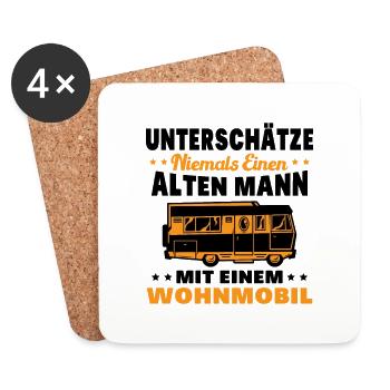 Unterschätze niemals einen alten Mann Wohnmobil - Untersetzer (4er-Set) - Weiß - Vorne