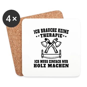 Therapie Holz Geschenk Humor - Untersetzer (4er-Set) - Weiß - Vorne