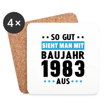 Geschenk Geburtstag 1983 Frau Mann Geschenkidee - Untersetzer (4er-Set) - Weiß - Vorne