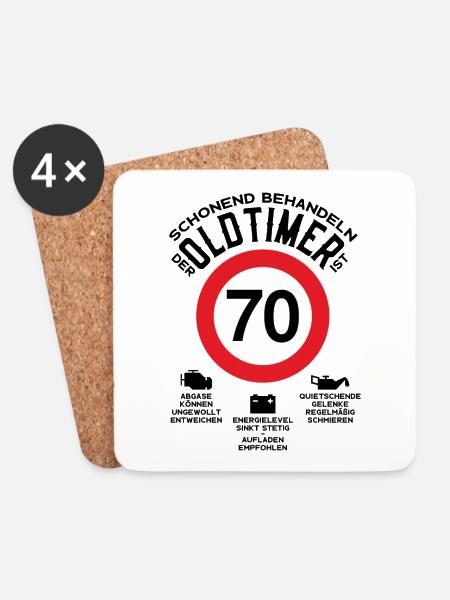 SCHONEND BEHANDELN 70. GEBURTSTAG OLDTIMER 1953 - Untersetzer (4er-Set) - Weiß