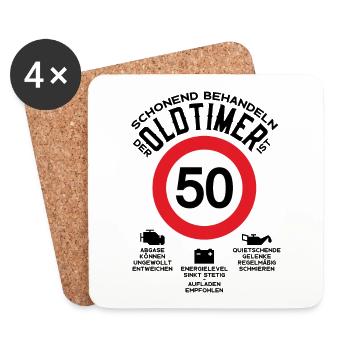 SCHONEND BEHANDELN 50. GEBURTSTAG OLDTIMER 1973 - Untersetzer (4er-Set) - Weiß - Vorne