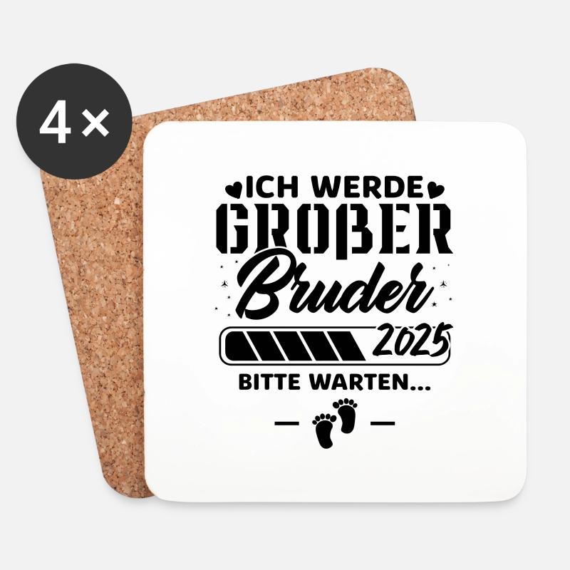 Ich werde Großer Bruder 2025 - Untersetzer (4er-Set) - Weiß