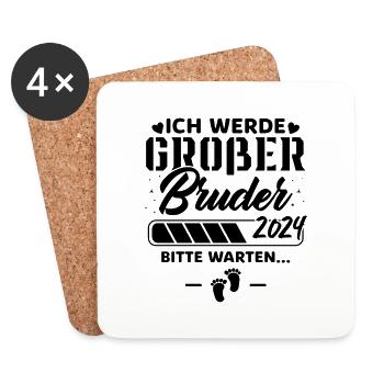 Ich werde Großer Bruder 2024 - Untersetzer (4er-Set) - Weiß - Vorne