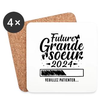 Zukünftige große Schwester 2024 - Untersetzer (4er-Set) - Weiß - Vorne