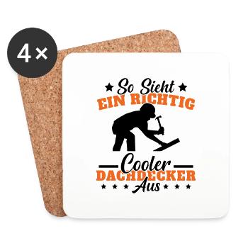 Dachdecker Meister Geschenk - Untersetzer (4er-Set) - Weiß - Vorne