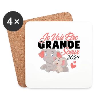 Je Vais Être Grande Sœur 2024, Annonce Grossesse - Dessous de verre (lot de 4) - blanc - Devant