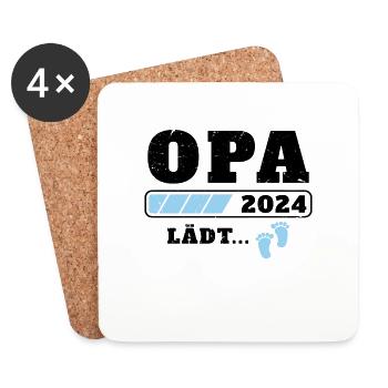 Opa 2024 lädt Schwangerschaftsankündigung ein - Untersetzer (4er-Set) - Weiß - Vorne