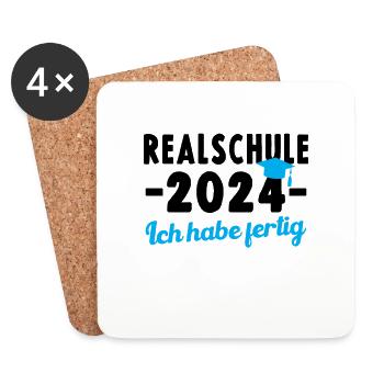 RealSCHOOL 2024 Ich habe fertig Graduierung - Untersetzer (4er-Set) - Weiß - Vorne