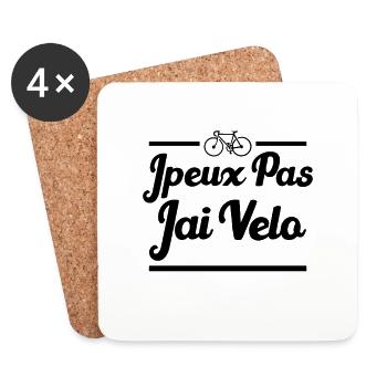 Je Peux Pas J'ai Vélo Cadeau Cycliste - Dessous de verre (lot de 4) - blanc - Devant