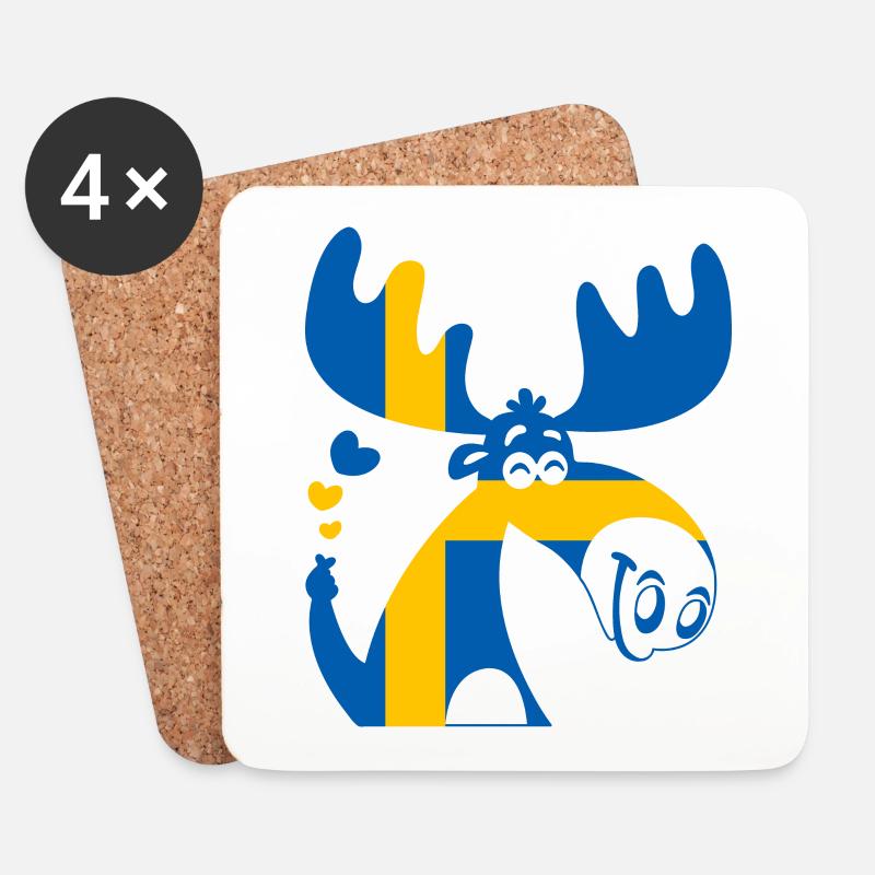 ELCH SCHWEDEN FLAGGE - Untersetzer (4er-Set) - Weiß