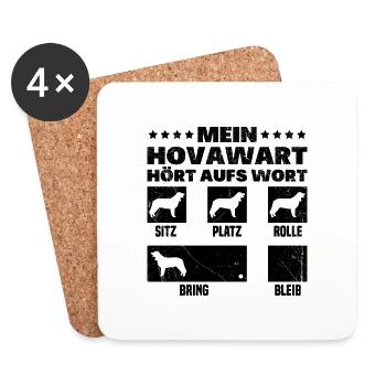 Hovawart Hundekunststücke Bauernhof Hovawart - Untersetzer (4er-Set) - Weiß - Vorne