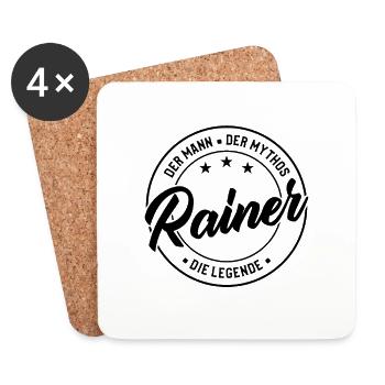 Rainer Vorname Name Geburtstag - Untersetzer (4er-Set) - Weiß - Vorne