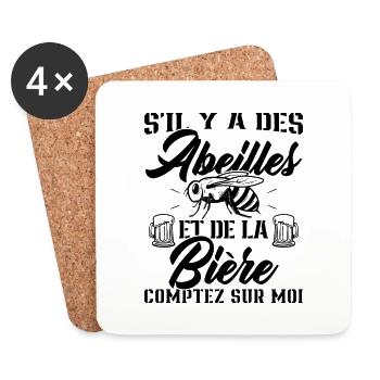 S'il y a des abeilles et de la bière - Dessous de verre (lot de 4) - blanc - Devant