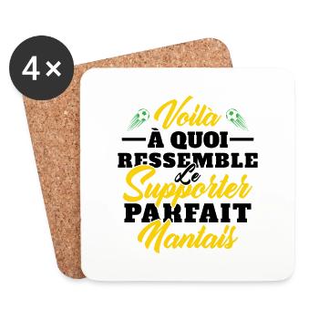 Supporter Nantais Cadeau Foot-ball Club Nantes - Dessous de verre (lot de 4) - blanc - Devant