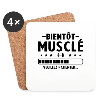 Bientot musclé veuillez patienter humour homme - Dessous de verre (lot de 4) - blanc - Devant
