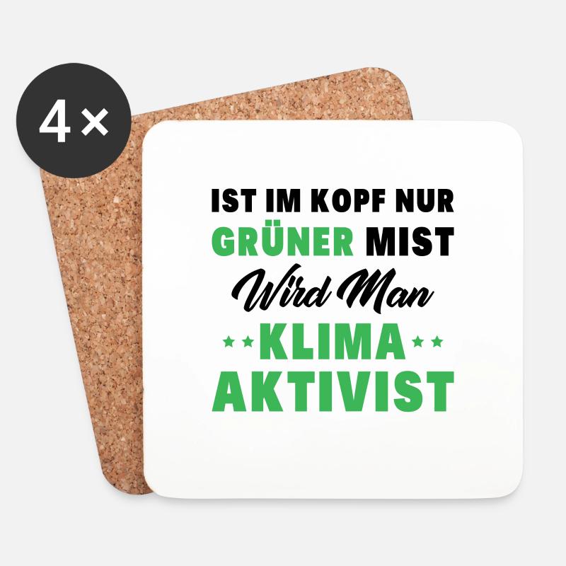 Ist Im Kopf Nur Grüner Mist Wird Man Klimaaktivist - Untersetzer (4er-Set) - Weiß