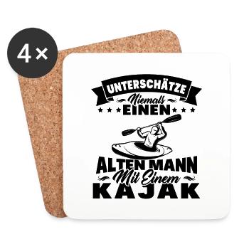 Alten mann mit einem Kajak - Untersetzer (4er-Set) - Weiß - Vorne