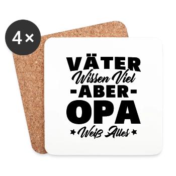 Väter wissen viel aber Opa weiß alles - Untersetzer (4er-Set) - Weiß - Vorne