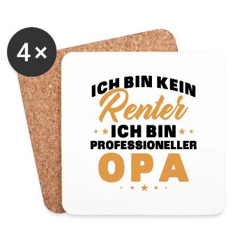 Ich Bin Kein Rentner Ich Bin Professioneller Opa - Untersetzer (4er-Set) - Weiß - Vorne