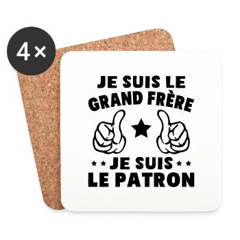 Je Suis Le Grand Frère Je Suis Le Patron Humour - Dessous de verre (lot de 4) - blanc - Devant