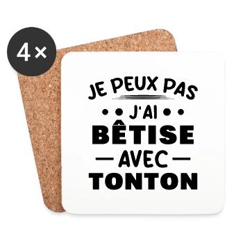 Je peux pas j'ai bêtise avec tonton - Dessous de verre (lot de 4) - blanc - Devant