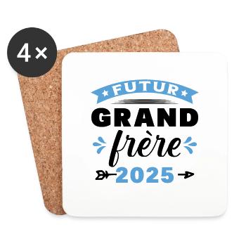 Futur Grand Frère 2025 Enfant Annonce grossesse - Dessous de verre (lot de 4) - blanc - Devant
