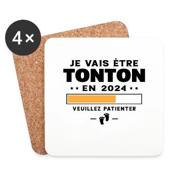 Je Vais Être Tonton 2024 Annonce Futur Tonton - Dessous de verre (lot de 4) - blanc - Devant