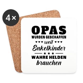 Opas weil Enkelkinder Wahre Helden Bauch Großvater - Untersetzer (4er-Set) - Weiß - Vorne
