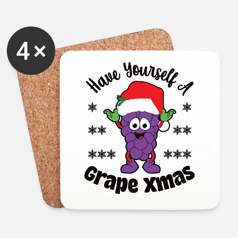 Have yourself a Grape Xmas - Untersetzer (4er-Set) - Weiß