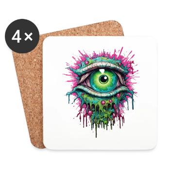 Zombie Auge Apokalypse Halloween Zombiejäger - Untersetzer (4er-Set) - Weiß - Vorne