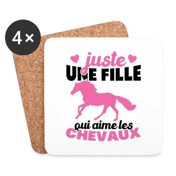 Juste une fille qui aime les chevaux humour - Dessous de verre (lot de 4) - blanc - Devant