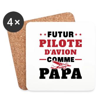 Futur Pilote d'avion comme Papa - Dessous de verre (lot de 4) - blanc - Devant