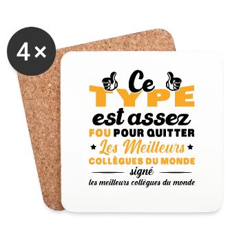 Départ Collègue de Travail Nouvel Emploi Retraite - Dessous de verre (lot de 4) - blanc - Devant