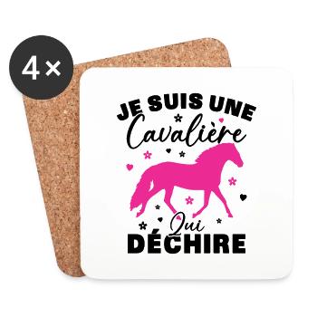 Cadeau Une cavalière équitation cheval qui déchire - Dessous de verre (lot de 4) - blanc - Devant