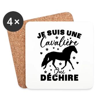 Cadeau Une cavalière équitation cheval qui déchire - Dessous de verre (lot de 4) - blanc - Devant