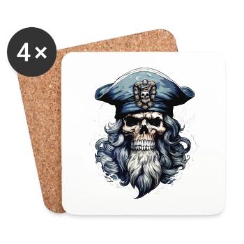 Matrose Totenkopf Totenschädel Kapitän Ahoi Schiff - Untersetzer (4er-Set) - Weiß - Vorne