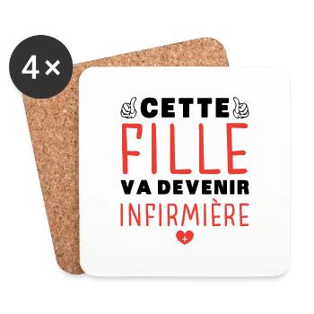 fille va devenir infirmière - Future infirmière - Dessous de verre (lot de 4) - blanc - Devant