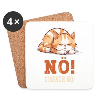 Nö Einfach Nö No Nein Katze Kater Lustig Spruch - Untersetzer (4er-Set) - Weiß - Vorne