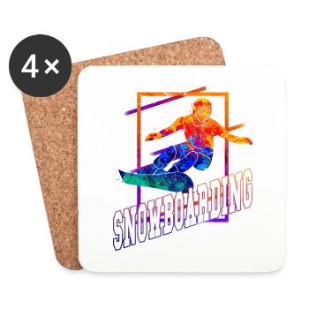 Snowboard Snowboarding Snowboarder Freestyle Stunt - Dessous de verre (lot de 4) - blanc - Devant